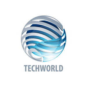数字球全球链接技术世界logo概念设计..3D三维风格..符号图形模板矢量