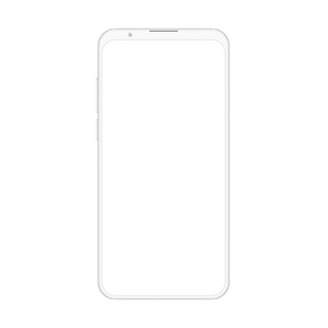 高品质逼真的新版本的软干净的白色无框智能手机与空白的白色屏幕.