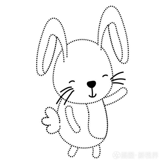 虚线形状快乐兔子可爱动物尾巴矢量插图插画-正版商用图片17u96m-摄图