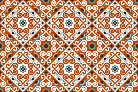 葡萄牙的种族塔拉韦拉图案. 葡萄牙阿祖莱约斯. 土耳其装饰品.