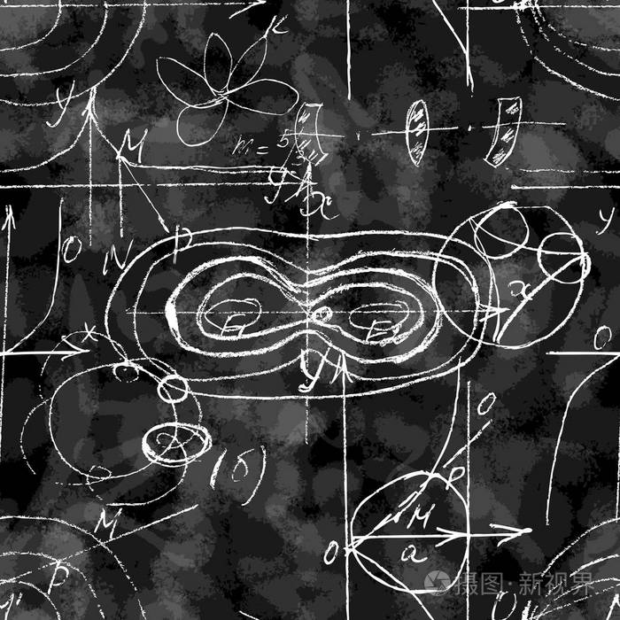 无缝无止境的模式背景与手写的数学公式数学关系或规则表达在符号 各种操作 如加法 减法 乘法 除法 插画 正版商用图片17u9z8 摄图新视界