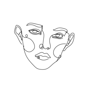 女子单线抽象素描孤立矢量手绘线绘制.