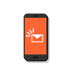 消息图标3D。 屏幕智能手机上的提醒。 新的电子邮件通知.SMS消息概念的平面风格。 孤立矢量插图。