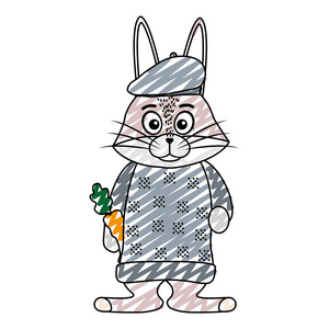 带毛衣和帽子的兔子动物图案图片