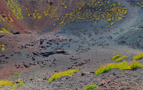 对西尔维斯特里火山口内部的特殊视图，一个喷发口，其形成可追溯到1892年的喷发。垂直视图。