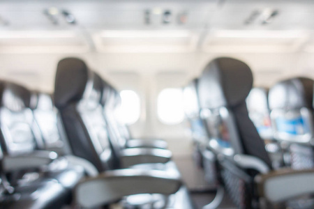 飞机内部的抽象模糊和离焦座椅的背景