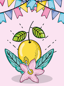 可爱的柠檬夏天卡通矢量插图图形设计