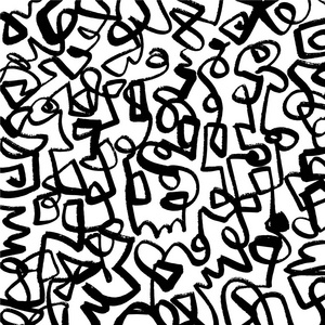 简单的黑白矢量手绘线条图案背景与墨水形状.