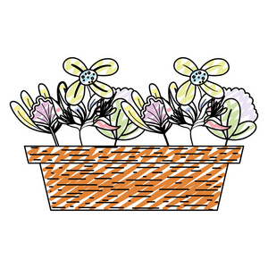 花盆内花科植物风格内植物矢量插图