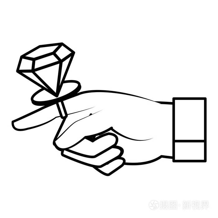 线人手钻石订婚戒指矢量插图插画-正版商用图片17ue9h-摄图新视界
