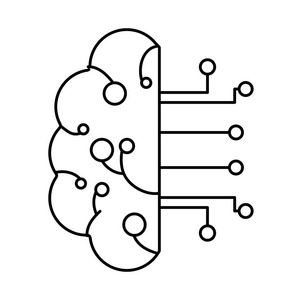 线人工智能大脑电路技术矢量插图