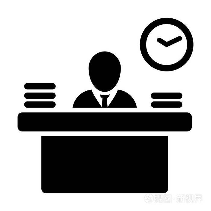 公司图标矢量男性头像符号与表格办公室工作平面彩色象形文字插图