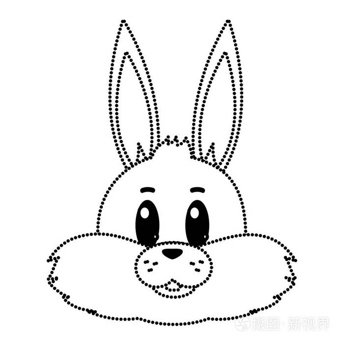 虚线可爱野生兔头动物矢量图插画-正版商用图片17uhko-摄图新视界