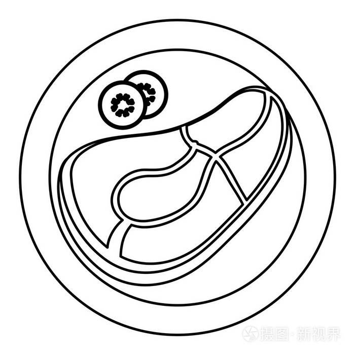 带黄瓜的线状鱼片食品,盘子矢量图