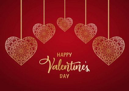 s Day background with decorative hanging hearts