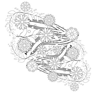 黑色和白色的花型轮廓图