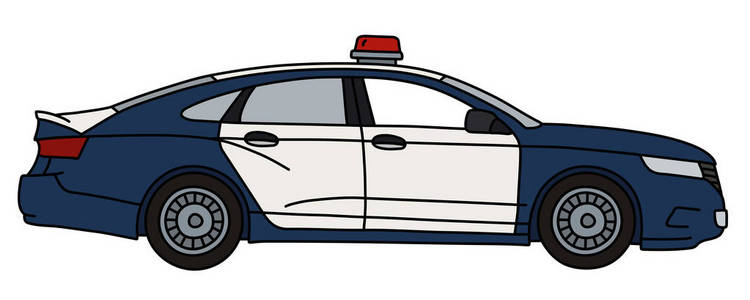 一辆大警车的矢量手绘不是真正的模型照片