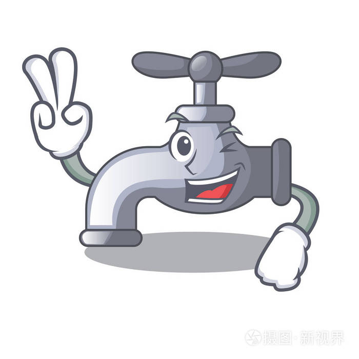 卡通浴室矢量图中安装两个手指水龙头