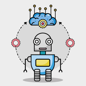 Bobbot技术与人工智能矢量插图的脑回路
