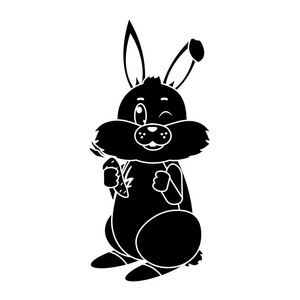 剪影不错的野兔动物胡萝卜蔬菜矢量插图