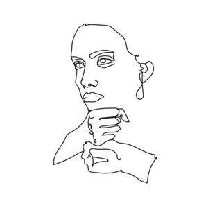 女子单线抽象素描孤立矢量手绘线绘制.