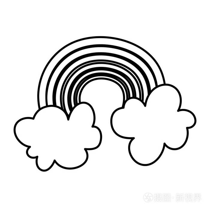 线条自然,天空中明亮的彩虹,云矢量插图插画-正版商用图片17umcl-摄图