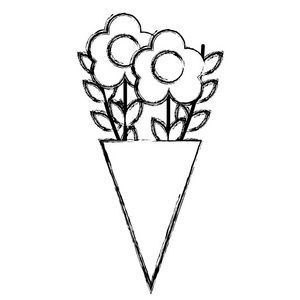 美丽的花束自然花卉风格矢量插图