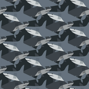 鲨鱼图案无缝。海洋捕食者的背景。矢量纹理