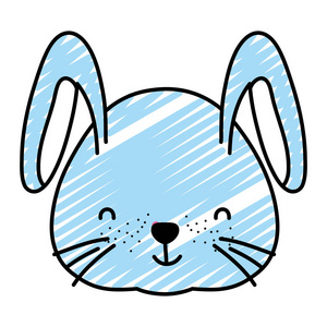 涂鸦可爱兔头野生动物矢量插图