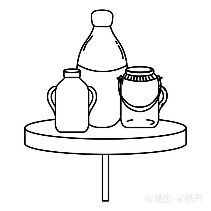 线保存梅森玻璃瓶在表格矢量插图
