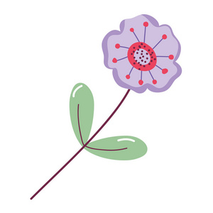 热带花卉植物，叶式矢量插图