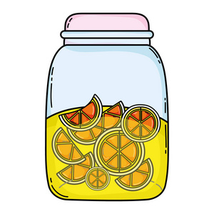 新鲜橙果冰沙饮料矢量插图