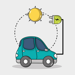 电动汽车技术太阳能连接矢量图