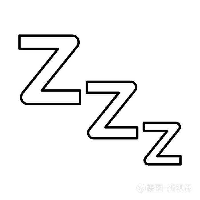 线条zzz睡眠符号夜休息矢量插图
