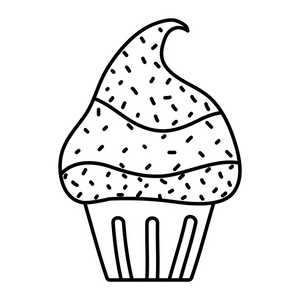 线美味松饼甜甜甜点矢量插图
