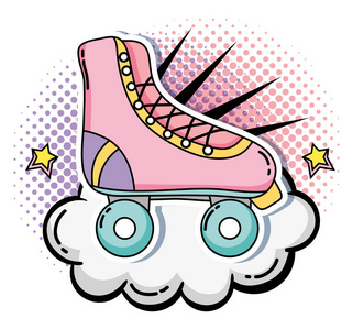 波普艺术旱冰鞋卡通矢量插画平面设计照片