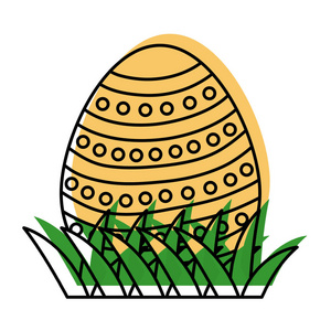 移动彩色鸡蛋复活节与点图形装饰矢量插图