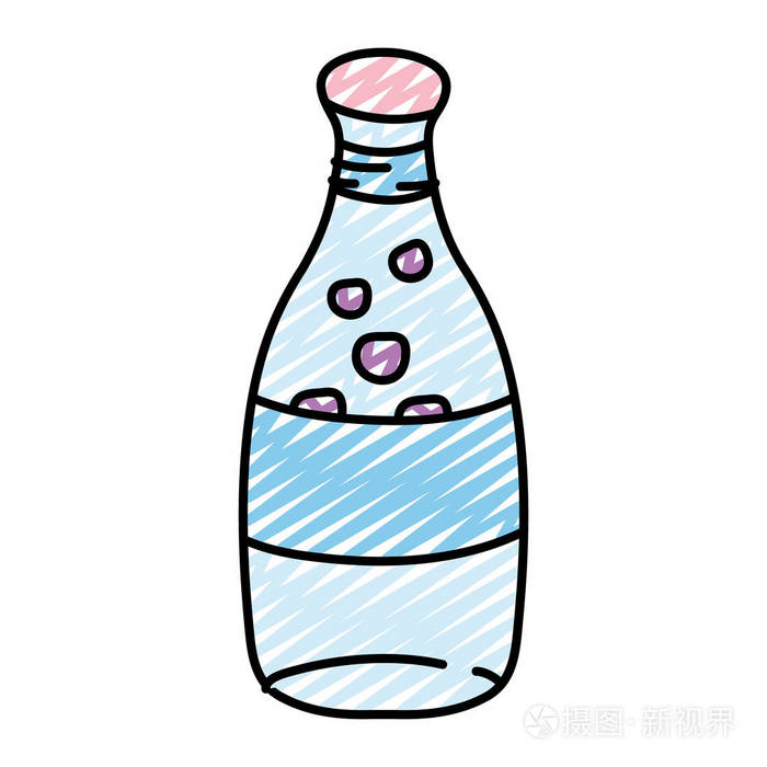 涂鸦美味的冷水苏打水在瓶子矢量插图插画-正版商用图片17urgj-摄图新