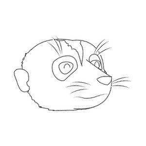 虚线形状可爱猫鼬头野生动物矢量插图