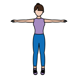 彩色运动员女子健身训练生活方式插图