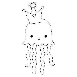 海洋皇冠虚线形状可爱的水母海洋动物,皇冠矢量插图照片