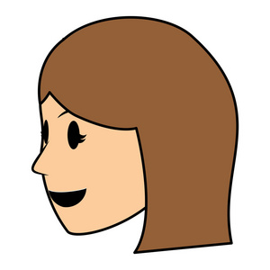 彩色幸福女性头部面部表情矢量插图