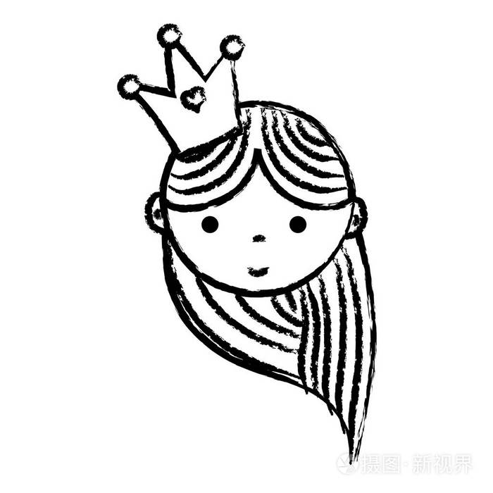 幸福女人头戴皇冠,发型矢量插图插画-正版商用图片17uv59-摄图新视界