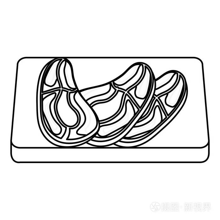 线肉在切割板矢量插图中的圆角食物插画-正版商用图片17uvm3-摄图新