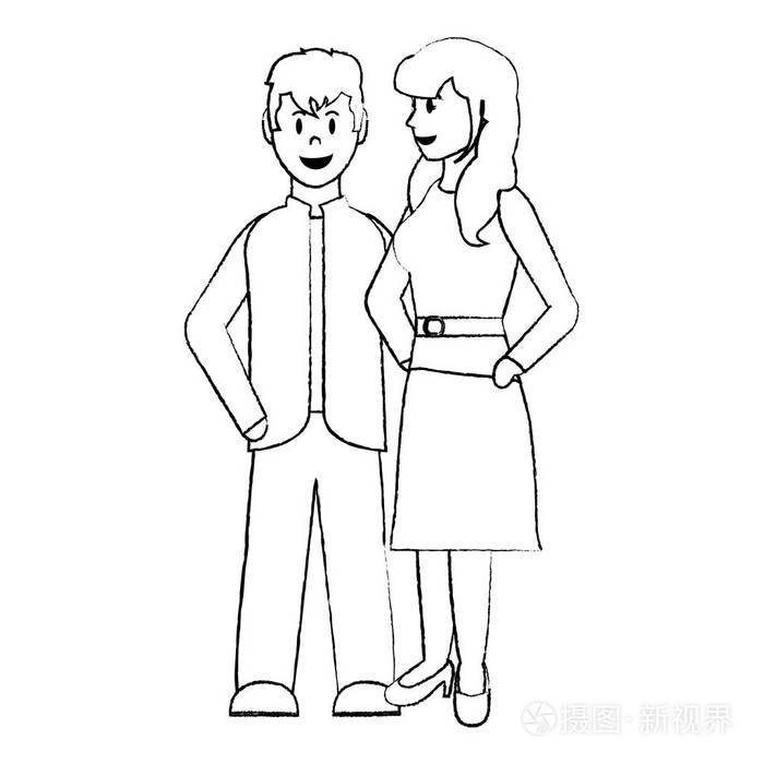 一对夫妇,女人和男人,连同衣服矢量插图插画-正版商用图片17uvud-摄图