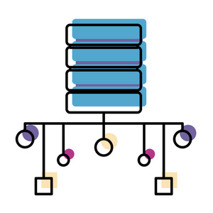 移动彩色数据中心硬盘服务器矢量插图