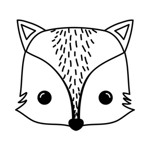 线可爱的狐狸头野生动物插图