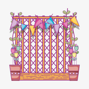 舞会和晚会服饰可爱的卡通头装饰隔离庆祝矢量插图花园晚会庆祝可爱