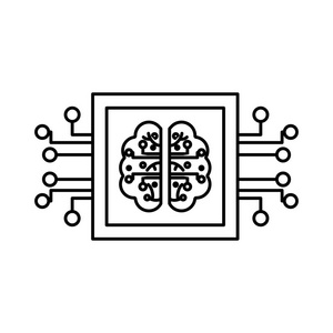 线芯片脑电路人工智能矢量插图