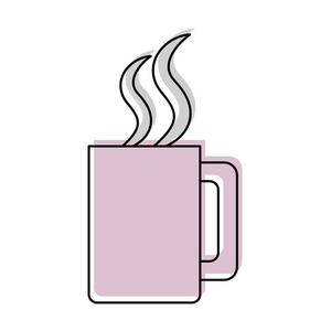 移动颜色新鲜热咖啡杯饮料矢量插图